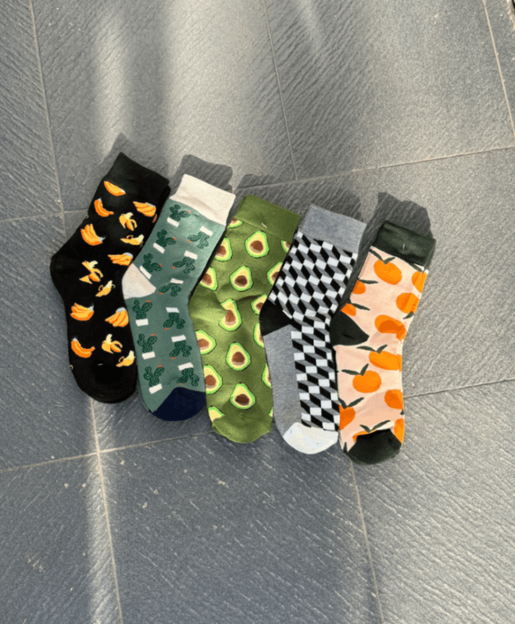 Printed Fur Socks (5 pairs) view 1
